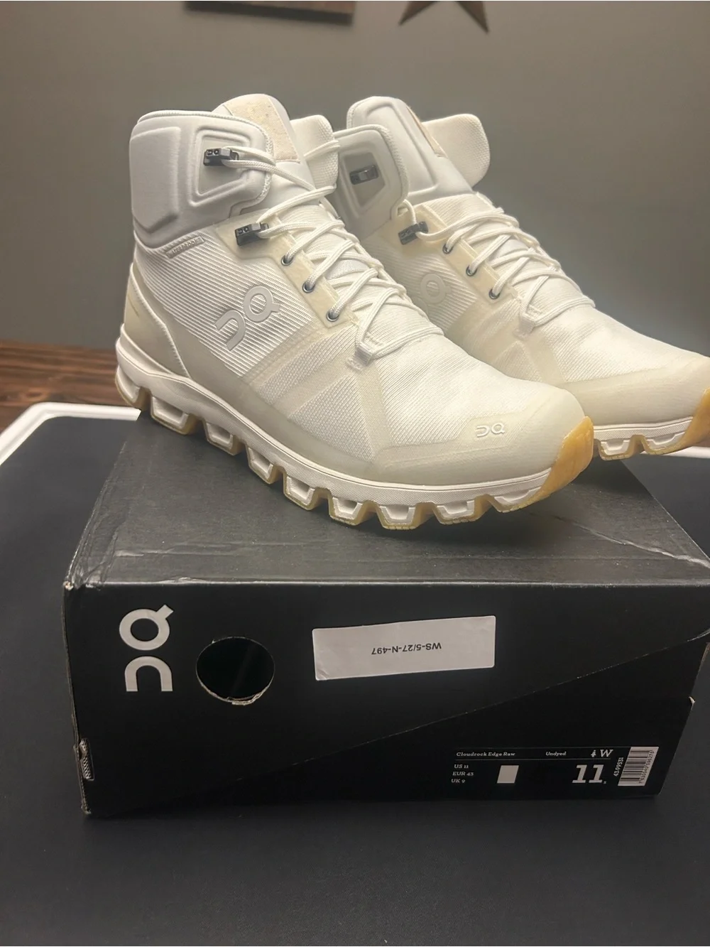 On Running Women’s White with Gum Cloudrock Edge Trail Boots